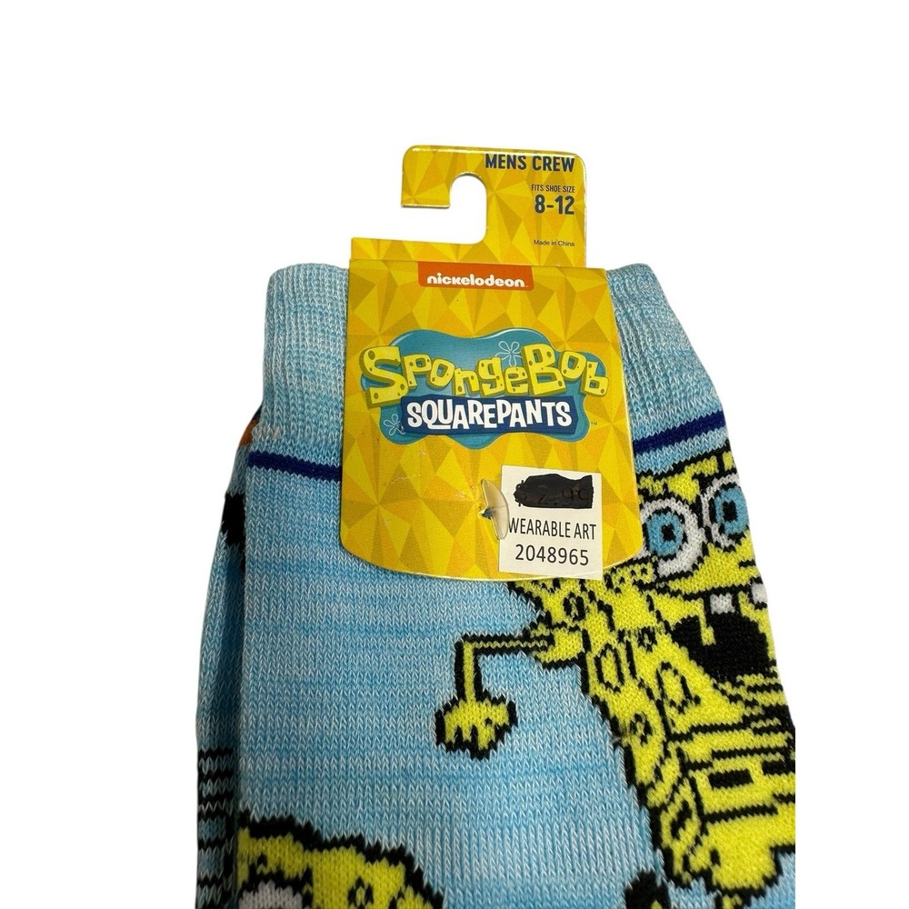 nickelodeon spongebob squarepants mens crew socks size 8-12 - Picture 2 of 4